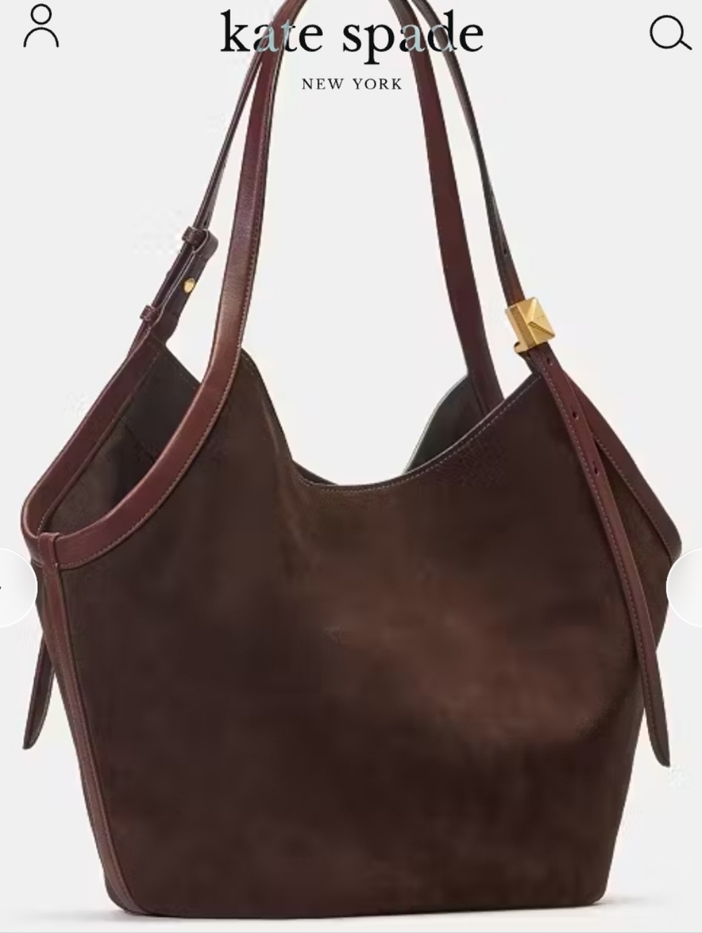 NWT Kate Spade Deco Suede Tulip Tote Bag In Hot Fudge - Picture 2 of 8